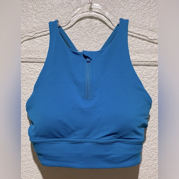 lululemon athletica Other - Lululemon NWT Energy High Neck LL sports Bra Zipper Blue Size 10